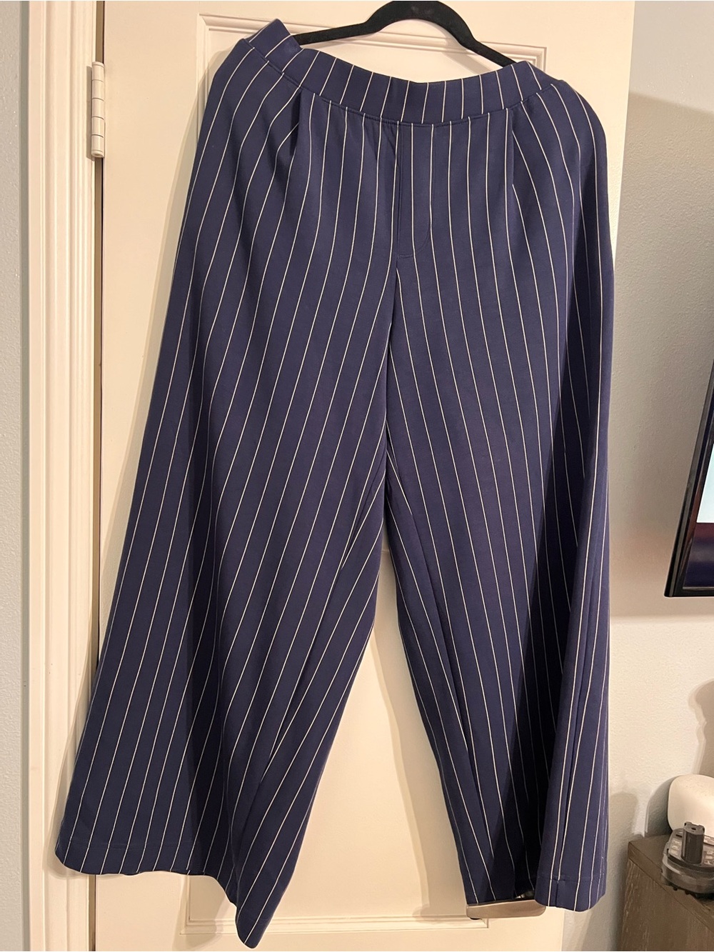 aerie Navy Blue Pinstripe soft Wide-Leg pants